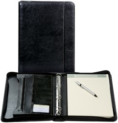 Schrijfmap Brepols Palermo A4 met rits incl schrijfblok 4-rings zwart