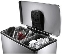 Afvalbak pedaalemmer E-Cube RVS mat rechthoekig 18+28liter