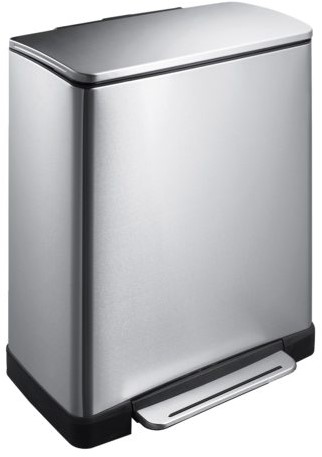 Afvalbak pedaalemmer E-Cube RVS mat rechthoekig 18+28liter-2