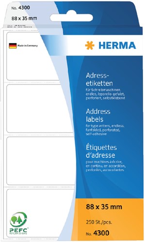 Etiket HERMA adres 4300 88x35mm zig-zag 250 stuks