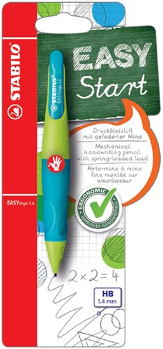Vulpotlood STABILO Easyergo HB 1.4mm rechts limoen/aquamarine blister