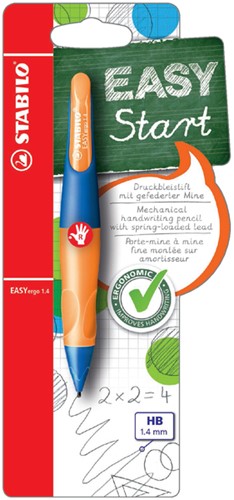 Vulpotlood STABILO Easyergo HB 1.4mm rechts blauw/neon oranje blister