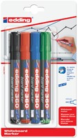 Whiteboardmarker edding 360 rond 1.5-3mm assorti blister à 4 stuks