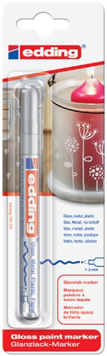 Paintmarker edding 751 op oliebasis 1-2mm zilver blister à 1 stuk