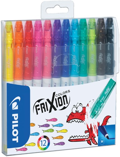 Viltstift PILOT friXion Colors medium assorti etui à 12 stuks