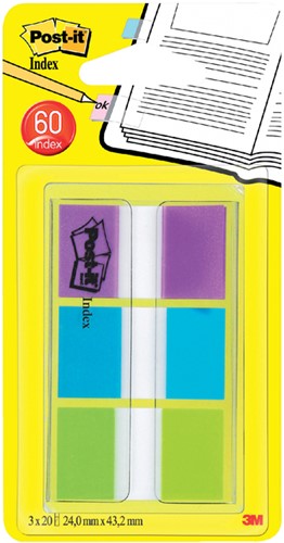 Indextabs Post-it 680 24mmx43.2mm helder assorti 60 tabs