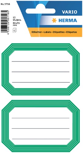 Etiket HERMA 5716 82x55mm schrift groene rand 12 stuks