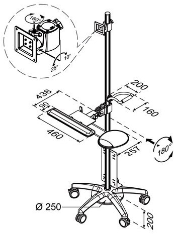 Werkstation Newstar M1800 verrijdbaar zilver-2