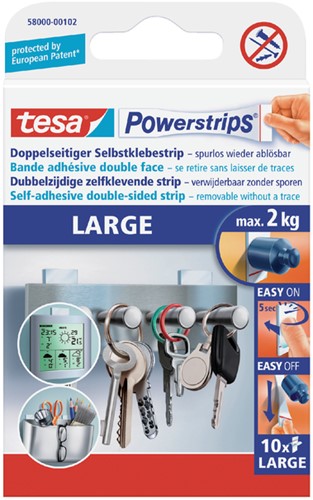 Kleefstrips tesa Powerstrips® LARGE dubbelzijdig 2kg 10 stuks