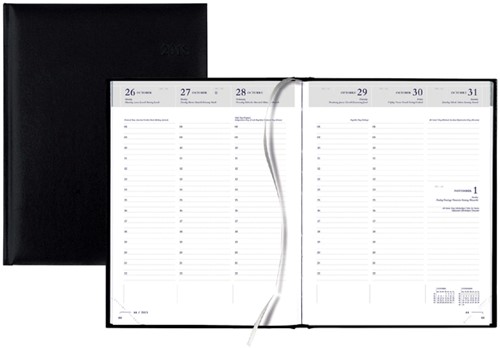 Agenda 2027 Quantore week 7dagen/2pagina's A5 4-talig zwart