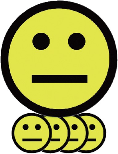 Magneet smiley 50mm emotie neutraal geel 5 stuks