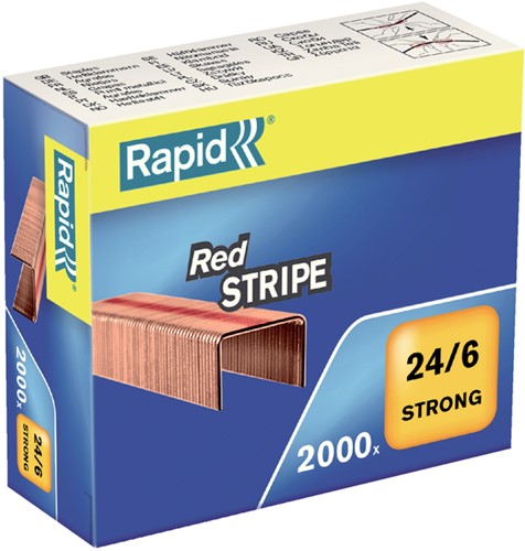 Nieten Rapid 24/6 Redstripe kopercoating 2000 stuks
