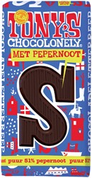 Chocoladeletter Tony's Chocolonely puur pepernoot S 180gr