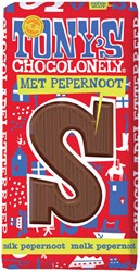 Chocoladeletter Tony's Chocolonely melk pepernoot S 180gr