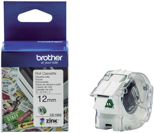 Etiket Brother CZ-1002 multifunctioneel 12mm 1 rol á 5m wit