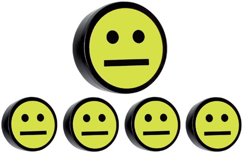 Magneet smiley 35mm geel 5 stuks