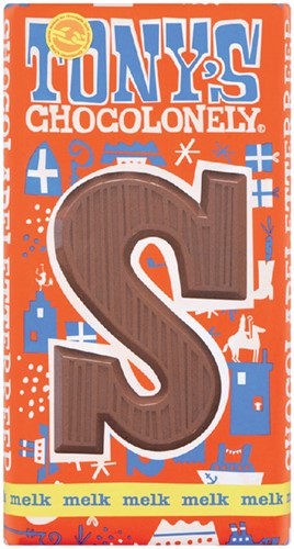 Chocoladeletter Tony's Chocolonely melk S 180gr