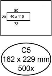 Envelop Quantore 162x229mm venster 4x11cm links zelfklevend 500 stuks