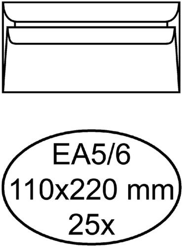 Envelop Quantore bank EA5/6 110x220mm zelfklevend wit 25 stuks