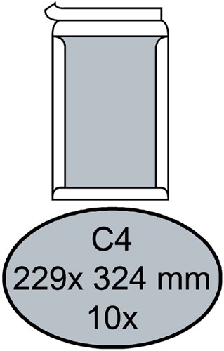 Envelop Quantore bordrug C4 229x324mm zelfklevend wit 10 stuks