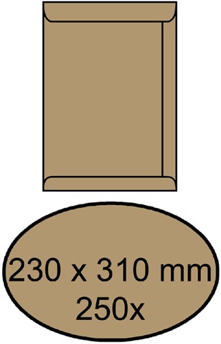 Envelop IEZZY akte 230x310mm zelfklevend 90gr bruin 250 stuks