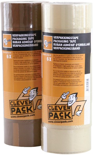 Verpakkingstape CleverPack 48mmx66m bruin PP pak à 6 rollen-2