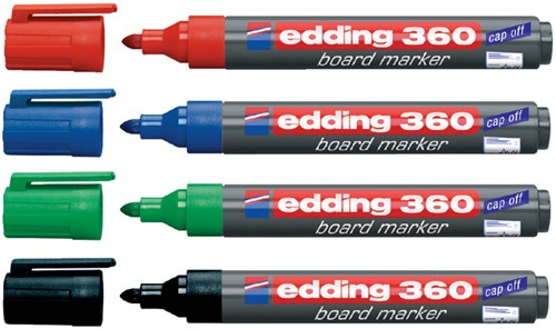 Whiteboardmarker edding 360 rond 1.5-3mm assorti set à 4 stuks-2