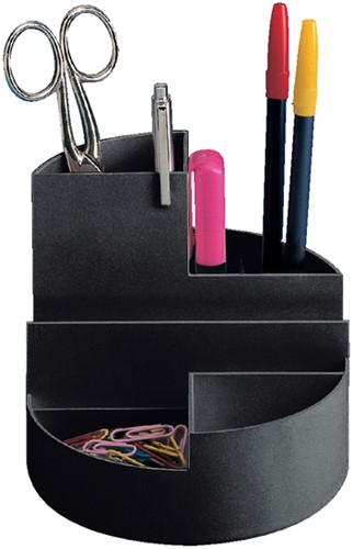 Pennenkoker MAUL roundbox 7 vakken Ø140x125mm zwart