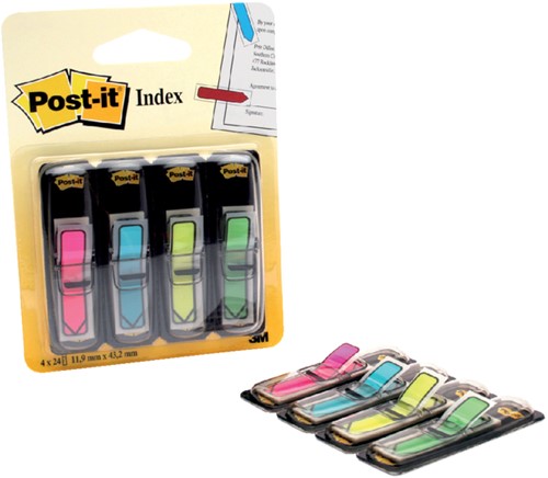 Indextabs Post-it 684 12x43mm pijl neon assorti 96 tabs