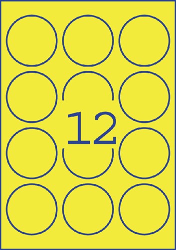 Etiket Avery L7670-25 63.5mm rond neon geel 300 etiketten-2