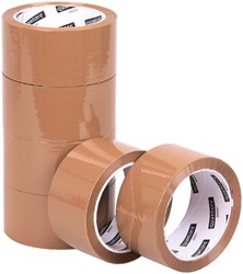 Verpakkingstape Quantore 50mmx60m PP bruin 6 rollen