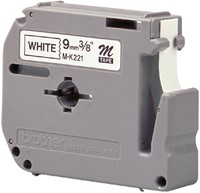 Labeltape Brother P-touch M-K221 ongelamineerd 9mm zwart op wit-2