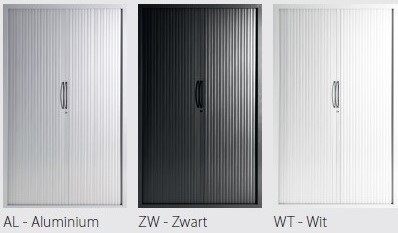 Kieft Eco roldeurkast 100x120x43cm (HxBxD) - Zwart - Wit-2